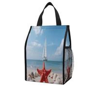 ERSTSNCK Beach Starfish Lighthouse Insulated Lunch Bag Leakproof Insulated Cooler Bags Reusable Cooler Tote Foldable Lunchbox for Adult Women Men for Work Travel Picnic