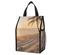 ERSTSNCK Beach Sunset Insulated Lunch Bag Leakproof Insulated Cooler Bags Reusable Cooler Tote Foldable Lunchbox for Adult Women Men for Work Travel Picnic