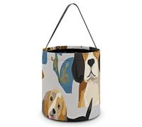 ERSTSNCK Beagle Patterns Halloween Candy Buckets Reusable Tote Candy Bag - Trick Or Treat Goody Bag with Handles