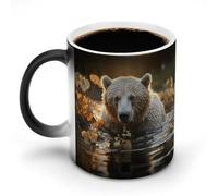 ERSTSNCK Bear Crossing The River Color Changing Mug 11 Oz Heat Changing Coffee Mugs Funny Magic Cup Heat Sensitive Ceramics Mug Novelty Coffee Cups Personalized Customized Gift Idea for Men & Women