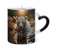 ERSTSNCK Bear Crossing The River Color Changing Mug Heat Changing Coffee Mugs Funny Magic Cup Heat Sensitive Travel Mug Novelty Coffee Cups Personalized Customized Gift Idea for Men & Women 11 Oz