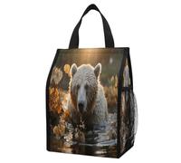 ERSTSNCK Bear Crossing The River Insulated Lunch Bag Leakproof Insulated Cooler Bags Reusable Cooler Tote Foldable Lunchbox for Adult Women Men for Work Travel Picnic