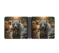 ERSTSNCK Bear Crossing The River Wallet for Men Bifold Rfid Blocking Slim Money Clip Front Pocket Wallet Card Holder