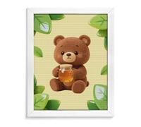 ERSTSNCK Bear & Honey Diamond Painting Kits for Adults White Wood 40 * 50cm 5D Diamond Art Kits for Beginners Large DIY Full Drill Round Diamonds Gem Art Crafts Painting for Home Wall Decor