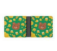 ERSTSNCK Bear Honey Pot Wallet for Men Bifold Rfid Blocking Slim Money Clip Front Pocket Wallet Card Holder