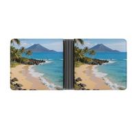 ERSTSNCK Beautiful Coastline of Volcanic Island Wallet for Men Bifold Rfid Blocking Slim Money Clip Front Pocket Wallet Card Holder
