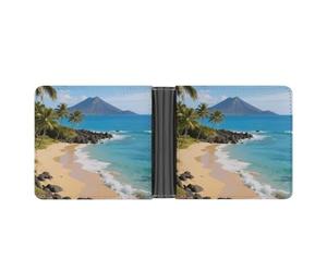ERSTSNCK Beautiful Coastline of Volcanic Island Wallet for Men Bifold Rfid Blocking Slim Money Clip Front Pocket Wallet Card Holder