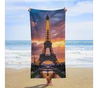 ERSTSNCK Beautiful Eiffel Tower Paris Beach Towel Oversized 31" X 63" Absorbent Towels Quick Dry Pool Towel Lightweight Bath Towels Sandproof Beach Blanket for Gym Swimming Sports Travel Gifts