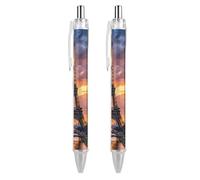 ERSTSNCK Beautiful Eiffel Tower Paris Black Ballpoint Pens Fine Point (0.5mm) Black Ink Pen Retractable Ball Point Pens with Comfortable Full Grip for Journaling, And Office Writing Ideal 2 PCS
