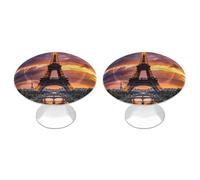 ERSTSNCK Beautiful Eiffel Tower Paris Cabinet Knobs 2-Pack Silver Stainless Steel Drawer Pulls with Screws Elegant Hardware for Dressers Kitchen Cabinets & Desks