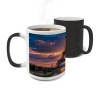 ERSTSNCK Beautiful Eiffel Tower Paris Color Changing Mug Heat Changing Coffee Mug Funny Magic Cup Heat Sensitive Travel Mugs Novelty Coffee Cups Personalized Customized Gift for Men Women 11 Oz