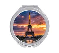 ERSTSNCK Beautiful Eiffel Tower Paris Compact Mirror for Purse Double-Sided 1x/2x Magnifying Metal Pocket Makeup Mirrors Folding Mini Vanity Mirror Handheld Round Travel Cosmetic Mirrors for Women