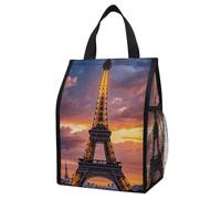 ERSTSNCK Beautiful Eiffel Tower Paris Insulated Lunch Bag Leakproof Insulated Cooler Bags Reusable Cooler Tote Foldable Lunchbox for Adult Women Men for Work Travel Picnic