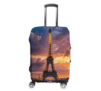 ERSTSNCK Beautiful Eiffel Tower Paris Luggage Suitcase Covers Elastic Washable Cute Luggage Protector Travel Suitcase Protective Cover For Adult (Fit 19-32 Inch Luggages), white, M, Beautiful Eiffel