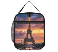 ERSTSNCK Beautiful Eiffel Tower Paris Lunch Bag for Adults Reusable Insulated Lunchbox Leakproof Small Lunch Box Tote for Men & Women Portable Food Cooler Bag for Work, Office, Picnics