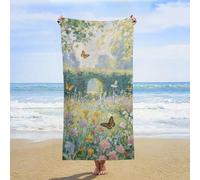 ERSTSNCK Beautiful Garden Beach Towel Oversized 31" X 63" Absorbent Towels Quick Dry Pool Towel Lightweight Bath Towels Sandproof Beach Blanket for Gym Swimming Sports Travel Gifts