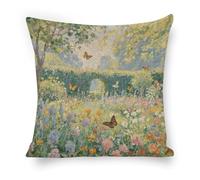 ERSTSNCK Beautiful Garden Pillow Covers 18"x18" Linen Throw Pillow Covers - Double Sided Decorative Square Cushion Cases for Sofa, Bed, Chair (No Insert Included)