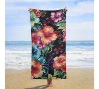 ERSTSNCK Beautiful Hibiscus Flower Beach Towel Oversized 31" X 63" Absorbent Towels Quick Dry Pool Towel Lightweight Bath Towels Sandproof Beach Blanket for Gym Swimming Sports Travel Gifts