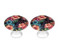 ERSTSNCK Beautiful Hibiscus Flower Cabinet Knobs, 2-Pack Silver Stainless Steel Drawer Pulls with Screws, Elegant Hardware for Dressers, Kitchen,Cabinets & Desks