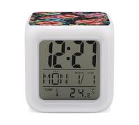 ERSTSNCK Beautiful Hibiscus Flower Night Light Alarm Clock LED Display Alarms for Bedroom Smart Digital Alarm Clock Wtih 7 Colorful Ambient Lights Sleep Timer for Heavy Sleepers Simple Operation