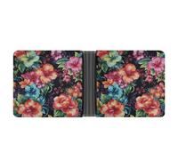 ERSTSNCK Beautiful Hibiscus Flower Wallet for Men Bifold Rfid Blocking Slim Money Clip Front Pocket Wallet Card Holder