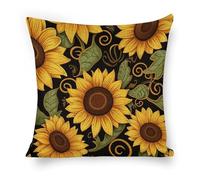 ERSTSNCK Beautiful Sunflower Pillow Covers 18"x18" Linen Throw Pillow Covers - Double Sided Decorative Square Cushion Cases for Sofa, Bed, Chair (No Insert Included)