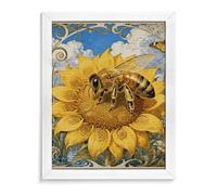 ERSTSNCK Bee Sunflower Disc Diamond Painting Kits for Adults White Wood 40 * 50cm 5D Diamond Art Kits for Beginners Large DIY Full Drill Round Diamonds Gem Art Crafts Painting for Home Wall Decor