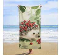 ERSTSNCK Berry - Collecting Hedgehog Beach Towel Oversized 31" X 63" Absorbent Towels Quick Dry Pool Towel Lightweight Bath Towels Sandproof Beach Blanket for Gym Swimming Sports Travel Gifts