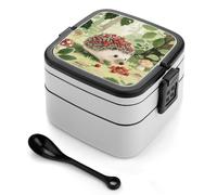 ERSTSNCK Berry - Collecting Hedgehog Bento Box 1000ml Leak Proof Lunch Container with Removable Dividers & Spoon - BPA-Free PP Stackable Lunch Box for Work, Office, Picnic, Travel, Dining Out