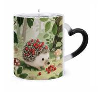 ERSTSNCK Berry - Collecting Hedgehog Color Changing Mug Heat Changing Coffee Mugs Funny Magic Cup Heat Sensitive Travel Mug Novelty Coffee Cups Personalized Customized Gift Idea for Men & Women 11 Oz
