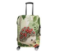 ERSTSNCK Berry - Collecting Hedgehog Luggage Suitcase Covers Elastic Washable Cute Luggage Protector Travel Suitcase Protective Cover For Adult (Fit 19-32 Inch Luggages), white, XL, Berry - Collecting