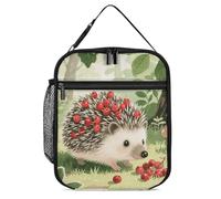 ERSTSNCK Berry - Collecting Hedgehog Lunch Bag for Adults Reusable Insulated Lunchbox Leakproof Small Lunch Box Tote for Men & Women Portable Food Cooler Bag for Work, Office, Picnics