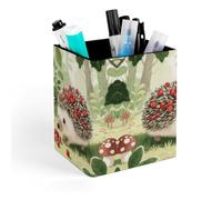 ERSTSNCK Berry - Collecting Hedgehog Pen Holder, Pencil Holder Desktop Stationery Organizer Square Leather Pencil Cup Makeup Brush Storage Box for Office Home And Stationary Supplies