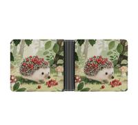 ERSTSNCK Berry - Collecting Hedgehog Wallet for Men Bifold Rfid Blocking Slim Money Clip Front Pocket Wallet Card Holder