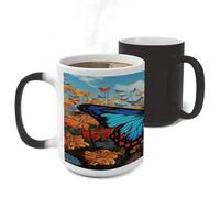 ERSTSNCK Big Butterfly Color Changing Mug Heat Changing Coffee Mug Funny Magic Cup Heat Sensitive Travel Mugs Novelty Coffee Cups Personalized Customized Gift for Men Women 11 Oz