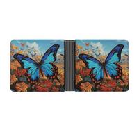 ERSTSNCK Big Butterfly Wallet for Men Bifold Rfid Blocking Slim Money Clip Front Pocket Wallet Card Holder