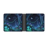 ERSTSNCK Bioluminescent Fantasy Forest Wallet for Men Bifold Rfid Blocking Slim Money Clip Front Pocket Wallet Card Holder