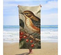 ERSTSNCK Bird on Branch Beach Towel Oversized 31" X 63" Absorbent Towels Quick Dry Pool Towel Lightweight Bath Towels Sandproof Beach Blanket for Gym Swimming Sports Travel Gifts