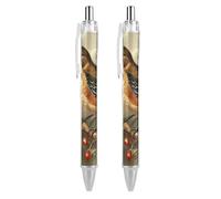 ERSTSNCK Bird on Branch Black Ballpoint Pens Fine Point (0.5mm) Black Ink Pen Retractable Ball Point Pens with Comfortable Full Grip for Journaling, And Office Writing Ideal 2 PCS