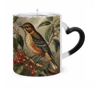 ERSTSNCK Bird on Branch Color Changing Mug Heat Changing Coffee Mugs Funny Magic Cup Heat Sensitive Travel Mug Novelty Coffee Cups Personalized Customized Gift Idea for Men & Women 11 Oz