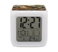 ERSTSNCK Bird on Branch Night Light Alarm Clock LED Display Alarms for Bedroom Smart Digital Alarm Clock Wtih 7 Colorful Ambient Lights Sleep Timer for Heavy Sleepers Simple Operation