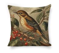 ERSTSNCK Bird on Branch Pillow Covers 18"x18" Linen Throw Pillow Covers - Double Sided Decorative Square Cushion Cases for Sofa, Bed, Chair (No Insert Included)