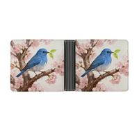 ERSTSNCK Birds on Cherry Blossom Tree Wallet for Men Bifold Rfid Blocking Slim Money Clip Front Pocket Wallet Card Holder