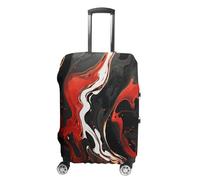 ERSTSNCK Black And Red Marble Luggage Suitcase Covers Elastic Washable Cute Luggage Protector Travel Suitcase Protective Cover For Adult (Fit 19-32 Inch Luggages), white, XL, Black and Red Marble