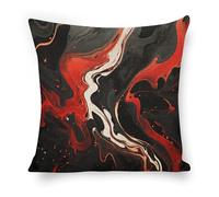 ERSTSNCK Black and Red Marble Pillow Covers 18"x18" Linen Throw Pillow Covers - Double Sided Decorative Square Cushion Cases for Sofa, Bed, Chair (No Insert Included)