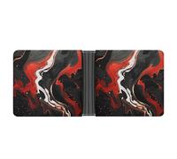 ERSTSNCK Black And Red Marble Wallet for Men Bifold Rfid Blocking Slim Money Clip Front Pocket Wallet Card Holder