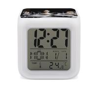 ERSTSNCK Black and White Chess Night Light Alarm Clock LED Display Alarms for Bedroom Smart Digital Alarm Clock Wtih 7 Colorful Ambient Lights Sleep Timer for Heavy Sleepers Simple Operation