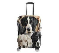 ERSTSNCK Black And White Dog Luggage Suitcase Covers Elastic Washable Cute Luggage Protector Travel Suitcase Protective Cover For Adult (Fit 19-32 Inch Luggages) X-Large, white, XL, Black and White