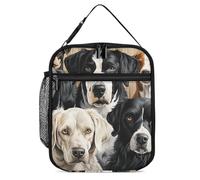 ERSTSNCK Black And White Dog Lunch Bag for Adults Reusable Insulated Lunchbox Leakproof Small Lunch Box Tote for Men & Women Portable Food Cooler Bag for Work, Office, Picnics