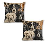 ERSTSNCK Black and White Dog Pillow Covers 18"x18"（2pcs） Linen Throw Pillow Covers - Double Sided Decorative Square Cushion Cases for Sofa, Bed, Chair (No Insert Included)